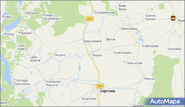mapa Mokre gmina Dąbrowa, Mokre gmina Dąbrowa na mapie Targeo