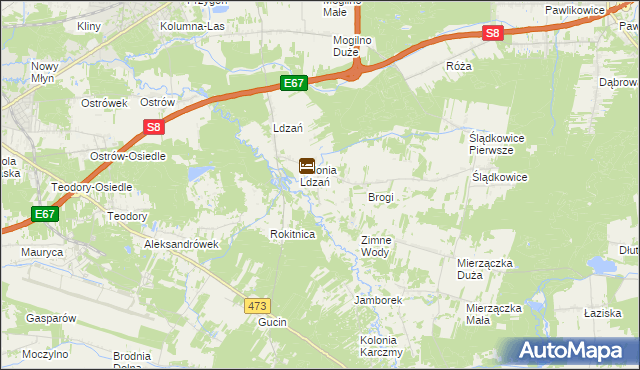 mapa Morgi gmina Dobroń, Morgi gmina Dobroń na mapie Targeo