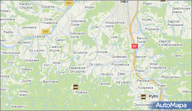 mapa Moszczenica Wyżna, Moszczenica Wyżna na mapie Targeo