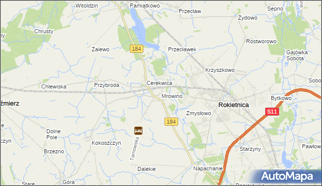 mapa Mrowino, Mrowino na mapie Targeo