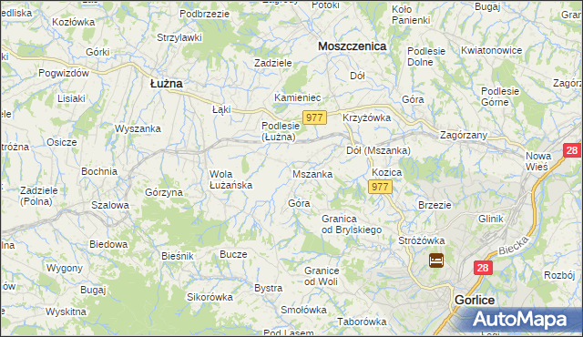 mapa Mszanka gmina Łużna, Mszanka gmina Łużna na mapie Targeo