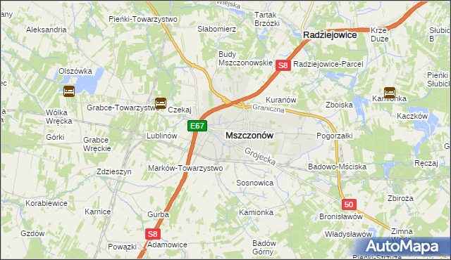 mapa Mszczonów, Mszczonów na mapie Targeo