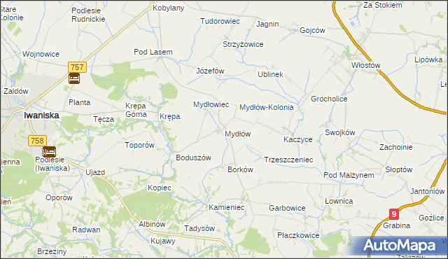 mapa Mydłów, Mydłów na mapie Targeo
