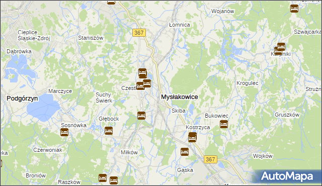 mapa Mysłakowice, Mysłakowice na mapie Targeo