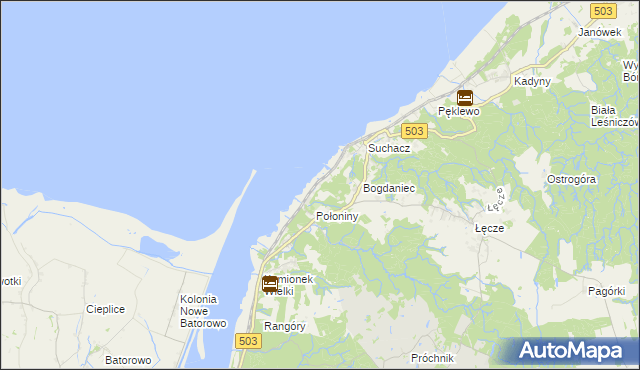 mapa Nadbrzeże gmina Tolkmicko, Nadbrzeże gmina Tolkmicko na mapie Targeo