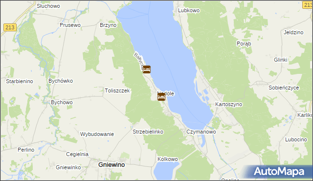 mapa Nadole gmina Gniewino, Nadole gmina Gniewino na mapie Targeo