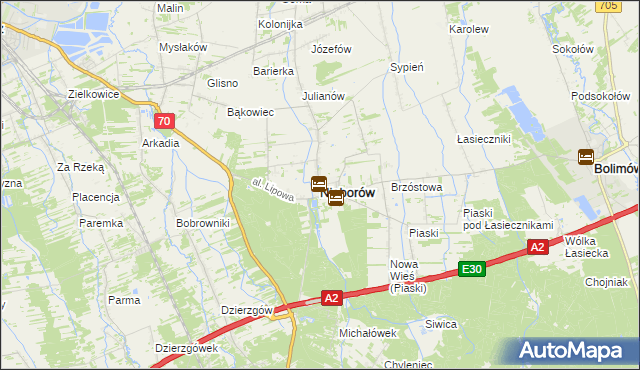 mapa Nieborów powiat łowicki, Nieborów powiat łowicki na mapie Targeo