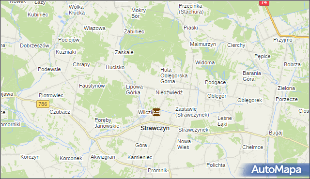 mapa Niedźwiedź gmina Strawczyn, Niedźwiedź gmina Strawczyn na mapie Targeo