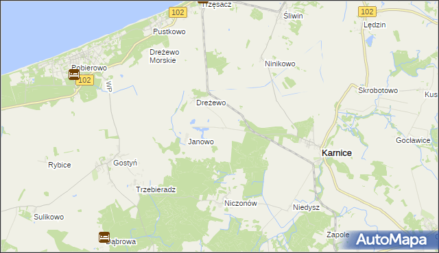 mapa Niwy gmina Karnice, Niwy gmina Karnice na mapie Targeo