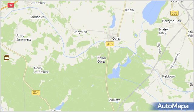 mapa Nowa Obra gmina Wolsztyn, Nowa Obra gmina Wolsztyn na mapie Targeo