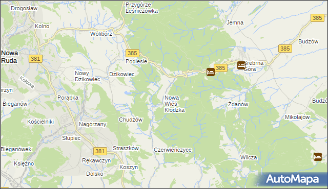 mapa Nowa Wieś Kłodzka, Nowa Wieś Kłodzka na mapie Targeo