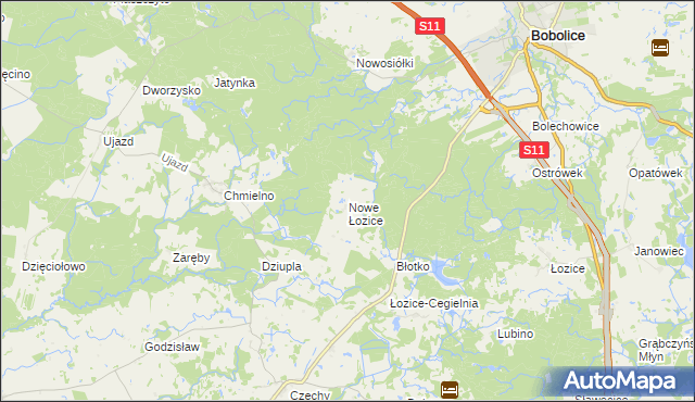 mapa Nowe Łozice, Nowe Łozice na mapie Targeo