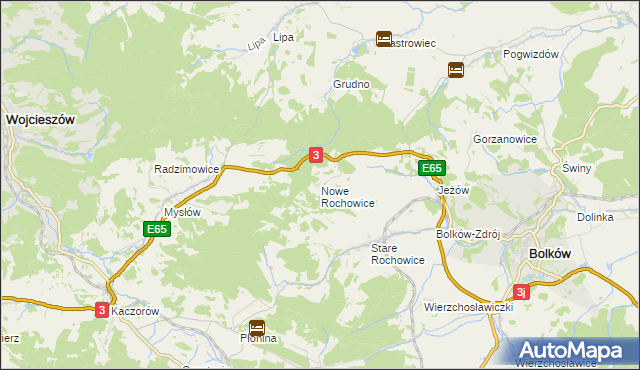 mapa Nowe Rochowice, Nowe Rochowice na mapie Targeo
