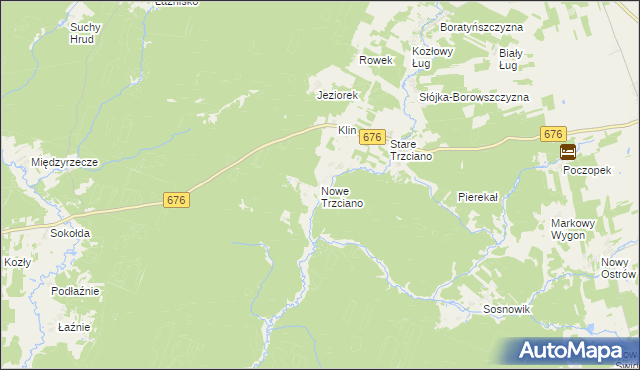 mapa Nowe Trzciano, Nowe Trzciano na mapie Targeo