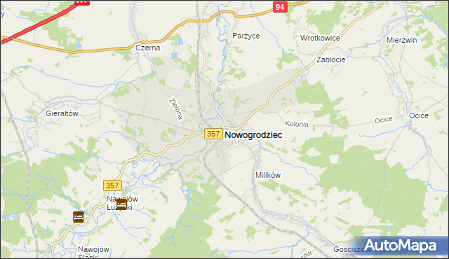 mapa Nowogrodziec, Nowogrodziec na mapie Targeo