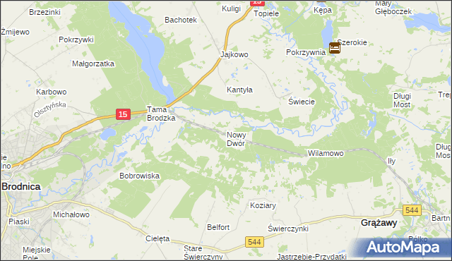 mapa Nowy Dwór gmina Brodnica, Nowy Dwór gmina Brodnica na mapie Targeo