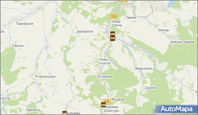 mapa Nowy Kościół, Nowy Kościół na mapie Targeo