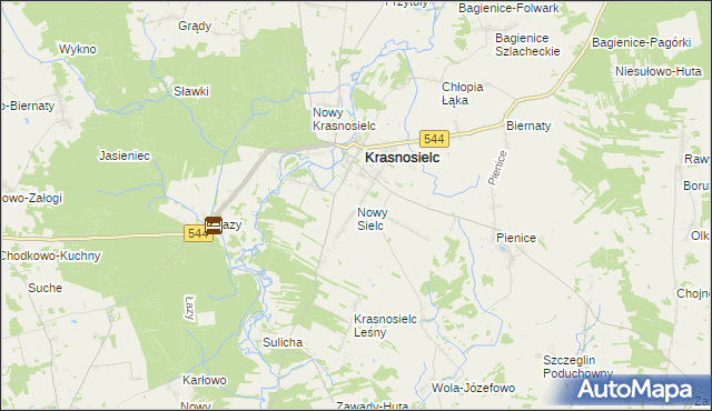 mapa Nowy Sielc gmina Krasnosielc, Nowy Sielc gmina Krasnosielc na mapie Targeo