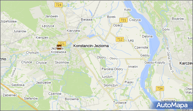mapa Obory gmina Konstancin-Jeziorna, Obory gmina Konstancin-Jeziorna na mapie Targeo