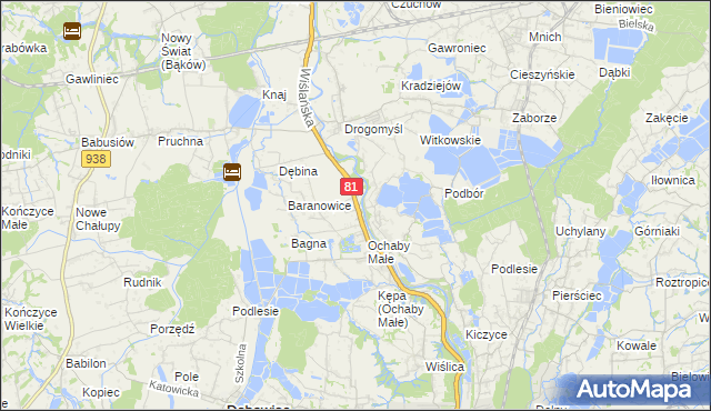 mapa Ochaby Wielkie, Ochaby Wielkie na mapie Targeo