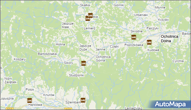 mapa Ochotnica Górna, Ochotnica Górna na mapie Targeo