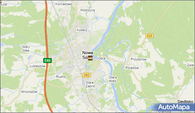 mapa Odra gmina Nowa Sól, Odra gmina Nowa Sól na mapie Targeo