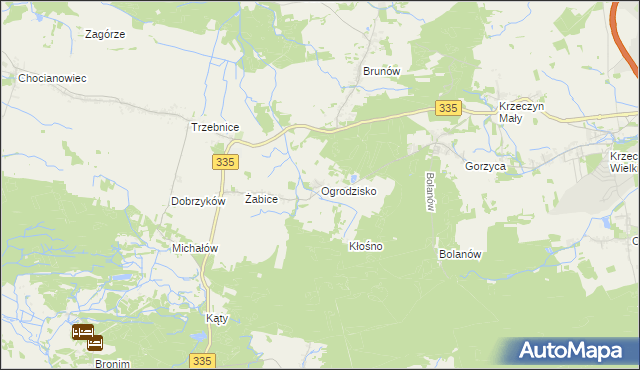 mapa Ogrodzisko gmina Chocianów, Ogrodzisko gmina Chocianów na mapie Targeo