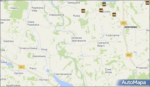 mapa Okrągłe gmina Jeleniewo, Okrągłe gmina Jeleniewo na mapie Targeo
