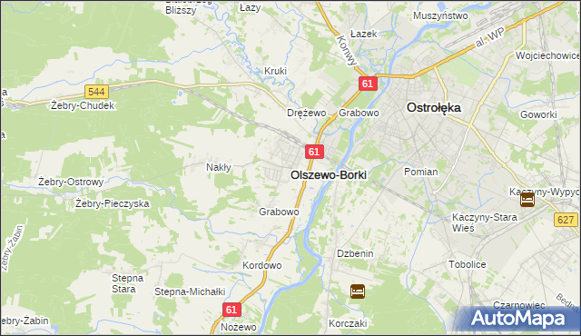 mapa Olszewo-Borki, Olszewo-Borki na mapie Targeo