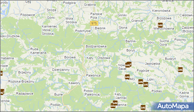 mapa Olszowa gmina Zakliczyn, Olszowa gmina Zakliczyn na mapie Targeo