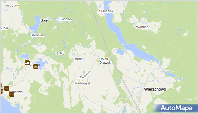 mapa Osiek Drawski, Osiek Drawski na mapie Targeo
