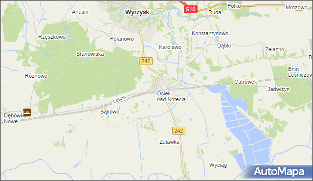 mapa Osiek nad Notecią, Osiek nad Notecią na mapie Targeo