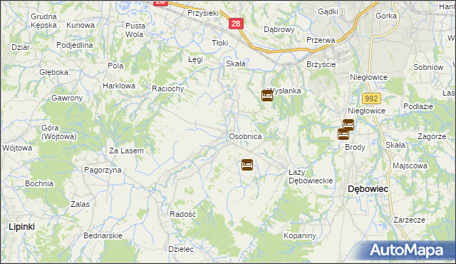 mapa Osobnica, Osobnica na mapie Targeo