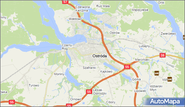 mapa Ostróda, Ostróda na mapie Targeo