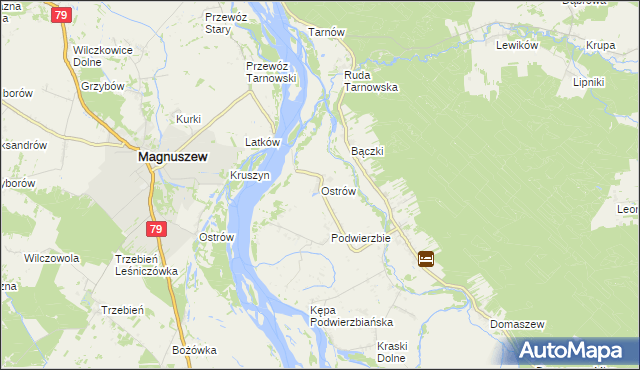 mapa Ostrów gmina Maciejowice, Ostrów gmina Maciejowice na mapie Targeo