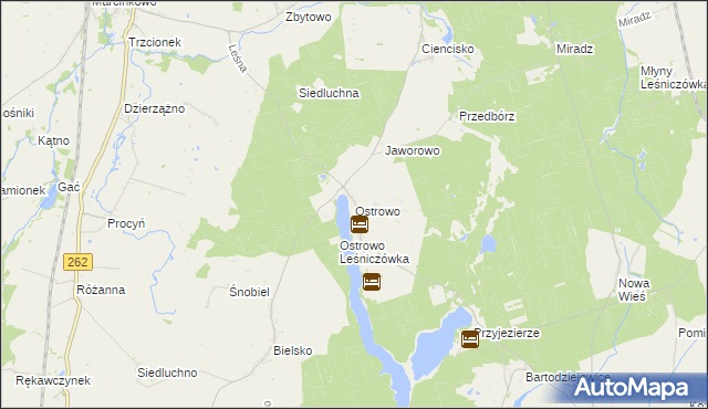 mapa Ostrowo gmina Strzelno, Ostrowo gmina Strzelno na mapie Targeo