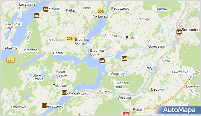 mapa Ostrzyce gmina Somonino, Ostrzyce gmina Somonino na mapie Targeo