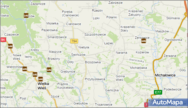 mapa Owczary gmina Zielonki, Owczary gmina Zielonki na mapie Targeo