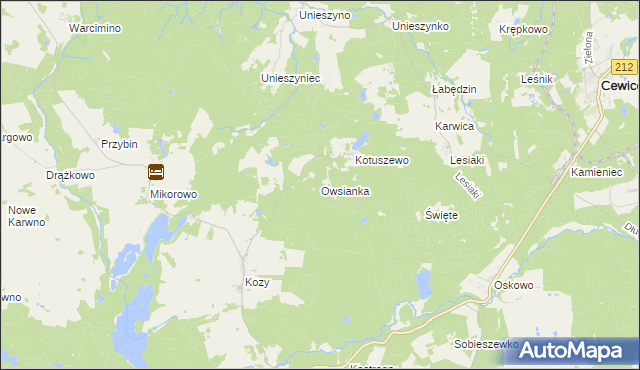mapa Owsianka gmina Czarna Dąbrówka, Owsianka gmina Czarna Dąbrówka na mapie Targeo