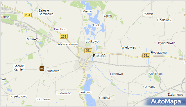 mapa Pakość powiat inowrocławski, Pakość powiat inowrocławski na mapie Targeo