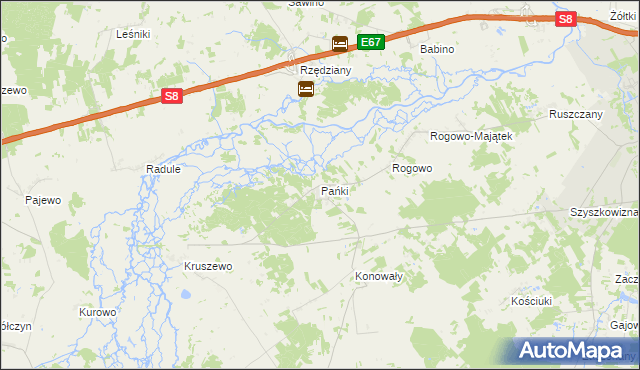 mapa Pańki gmina Choroszcz, Pańki gmina Choroszcz na mapie Targeo