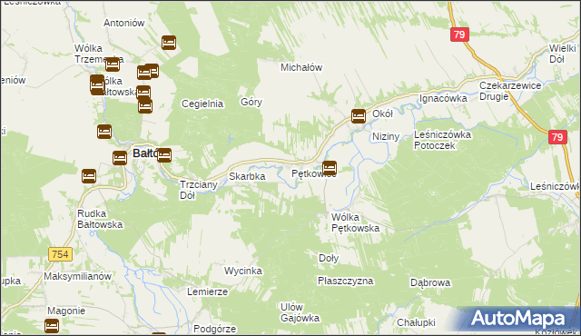 mapa Pętkowice gmina Bałtów, Pętkowice gmina Bałtów na mapie Targeo