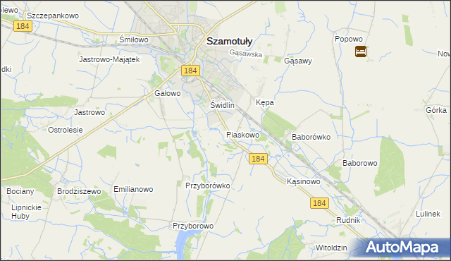 mapa Piaskowo gmina Szamotuły, Piaskowo gmina Szamotuły na mapie Targeo