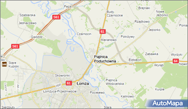 mapa Piątnica Poduchowna, Piątnica Poduchowna na mapie Targeo