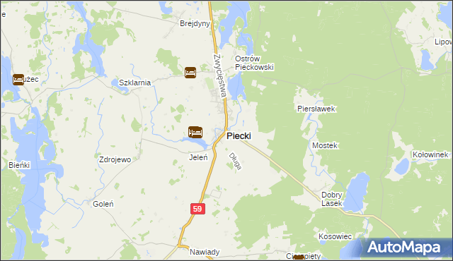 mapa Piecki powiat mrągowski, Piecki powiat mrągowski na mapie Targeo