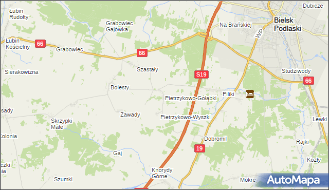 mapa Pietrzykowo-Gołąbki, Pietrzykowo-Gołąbki na mapie Targeo