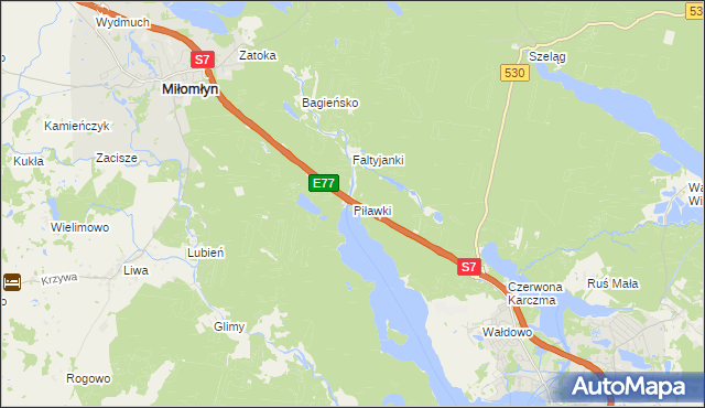 mapa Piławki, Piławki na mapie Targeo