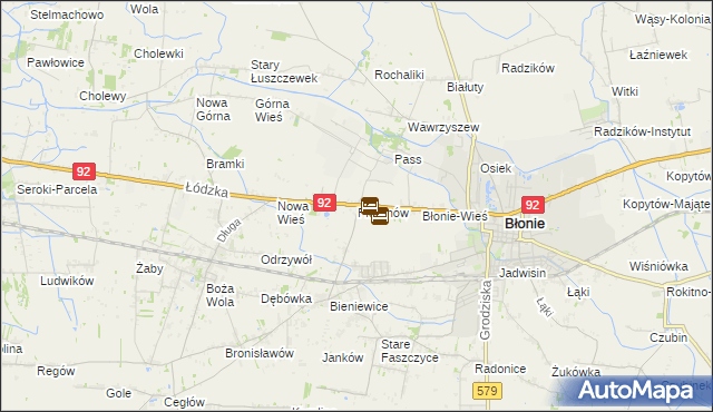 mapa Piorunów gmina Błonie, Piorunów gmina Błonie na mapie Targeo