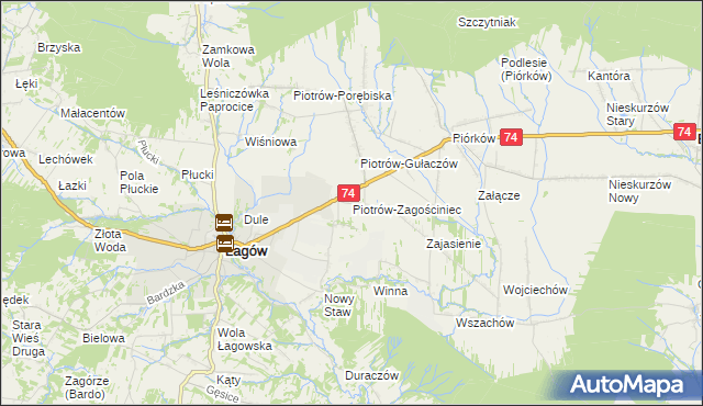 mapa Piotrów-Zagościniec, Piotrów-Zagościniec na mapie Targeo