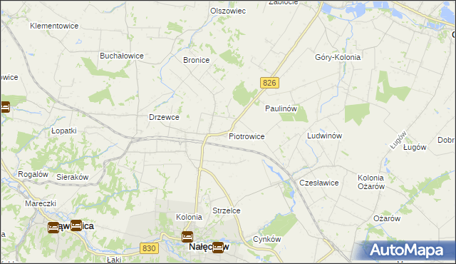 mapa Piotrowice gmina Nałęczów, Piotrowice gmina Nałęczów na mapie Targeo